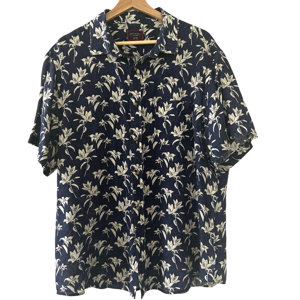 UNTUCKit Men's 100% Linen Shirt Tropical Hawaiian Sz. XL Short Sleeve